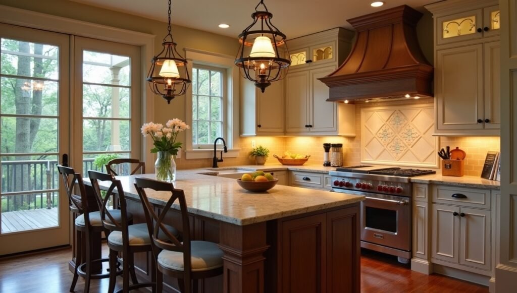Warm and Stylish Country Kitchen Lighting