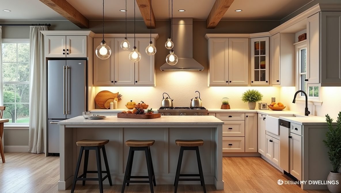 Elegant Country Kitchen with Modern and Rustic Elements