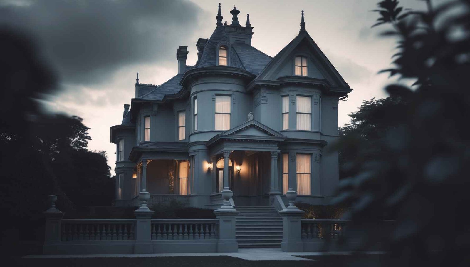 Victorian home with shades of gray from dove to charcoal